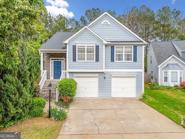 1452 Evanston Ln, Marietta, GA 30062 - view of front of house with driveway, a front yard, and a garage