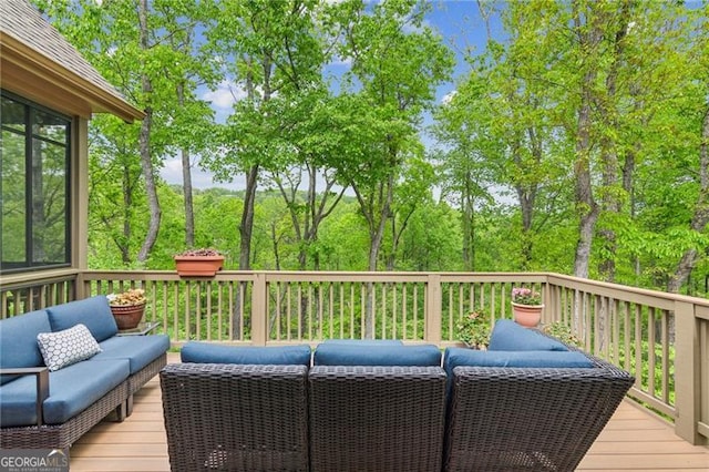 deck featuring an outdoor living space