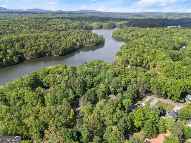 3592 Lakeview Dr, Gainesville, GA 30501 - drone / aerial view featuring a wooded view and a water and mountain view