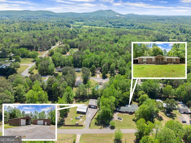 5855 Willis Ln, Cumming, GA 30040 - drone / aerial view with a wooded view and a mountain view