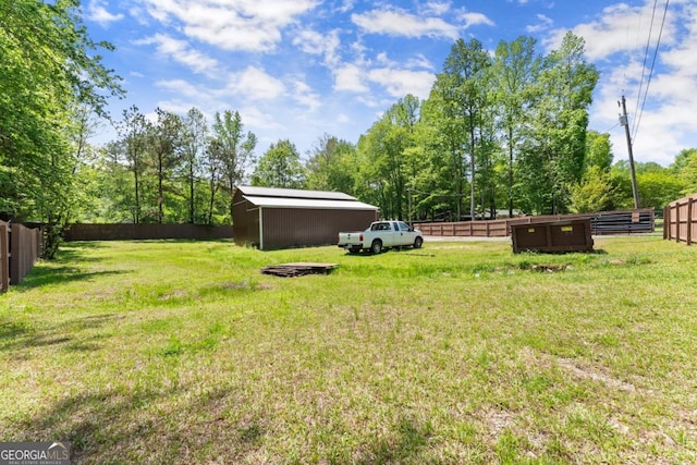 5855 Willis Ln, Cumming, GA 30040 - view of yard featuring an outbuilding and a fenced backyard