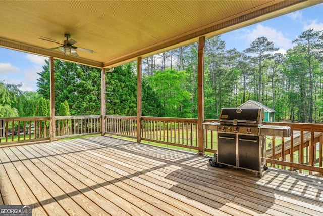 145 Havenbrooke Ct, Fayetteville, GA 30214 - wooden deck featuring ceiling fan and grilling area