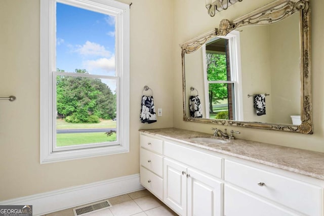 145 Havenbrooke Ct, Fayetteville, GA 30214 - bathroom with tile patterned floors, visible vents, a wealth of natural light, and vanity