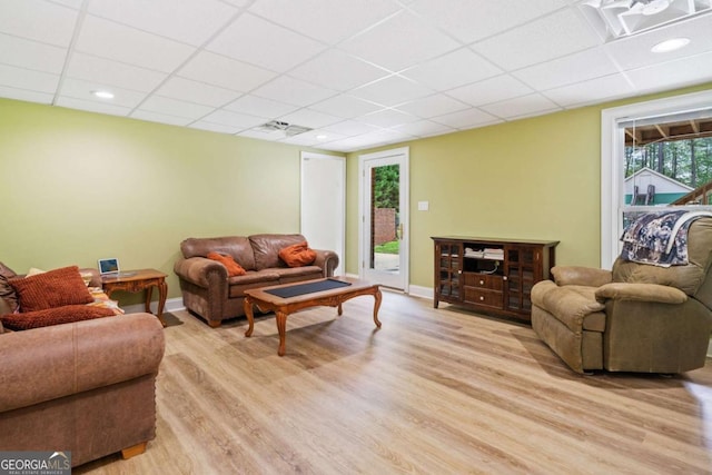 145 Havenbrooke Ct, Fayetteville, GA 30214 - living area with baseboards, light wood-type flooring, and a drop ceiling