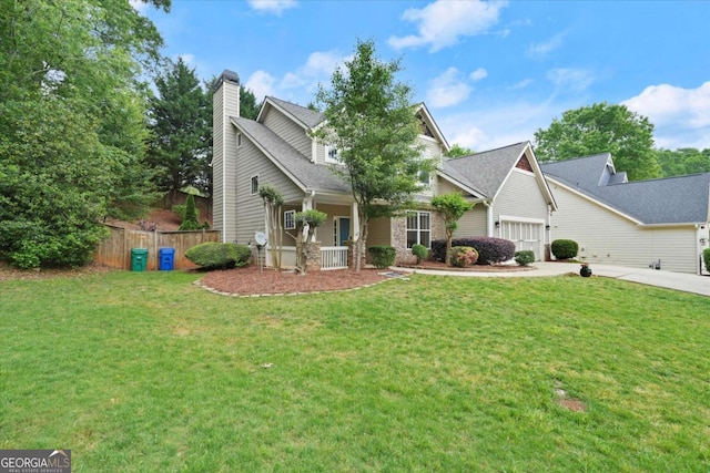 2995 Boulder Walk Ct SE, Atlanta, GA 30316 - view of front facade with a garage, a chimney, concrete driveway, and a shingled roof