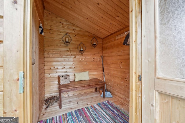 view of sauna / steam room with wood finished floors