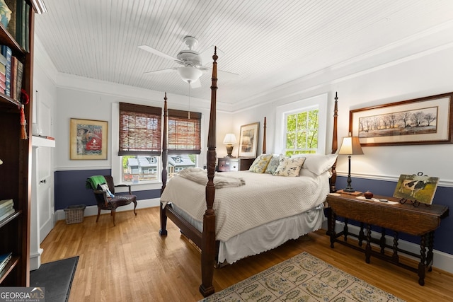 19 Oak Creek Cir, Toccoa, GA 30577 - bedroom with ornamental molding, a ceiling fan, and wood finished floors