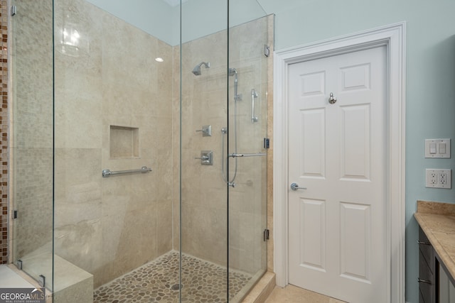 8345 Jett Ferry Rd, Sandy Springs, GA 30350 - full bath with a shower stall and vanity