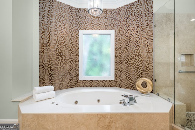 8345 Jett Ferry Rd, Sandy Springs, GA 30350 - bathroom featuring a tub with jets and a tile shower