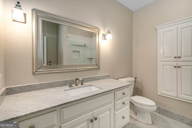 8345 Jett Ferry Rd, Sandy Springs, GA 30350 - bathroom with vanity, tiled shower, and tile patterned flooring