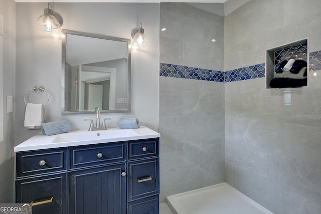 48 Roseview Dr, Concord, GA 30206 - bathroom with a tile shower and vanity