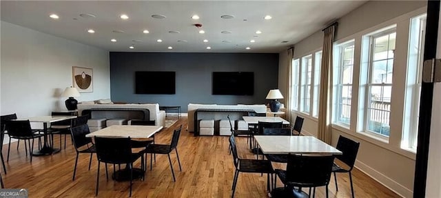 221 Hickory Bluffs Pkwy, Canton, GA 30114 - dining room with baseboards, recessed lighting, and light wood finished floors
