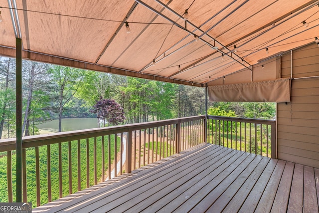 9255 Old Preserve Trl, Ball Ground, GA 30107 - wooden terrace featuring a water view and view of wooded area