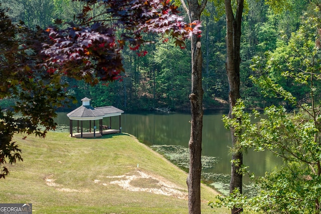 9255 Old Preserve Trl, Ball Ground, GA 30107 - view of grassy yard featuring a gazebo and a water view
