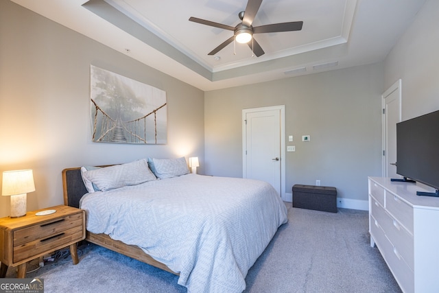 834 S Columbia Dr, Decatur, GA 30030 - bedroom featuring a tray ceiling, carpet floors, ceiling fan, and baseboards