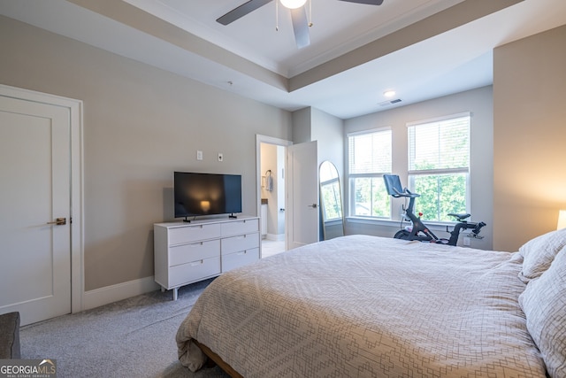 834 S Columbia Dr, Decatur, GA 30030 - bedroom with carpet flooring, baseboards, ornamental molding, and a ceiling fan