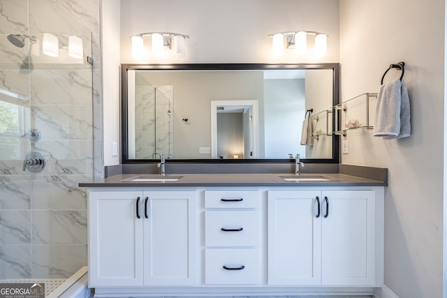 834 S Columbia Dr, Decatur, GA 30030 - bathroom with a marble finish shower and double vanity
