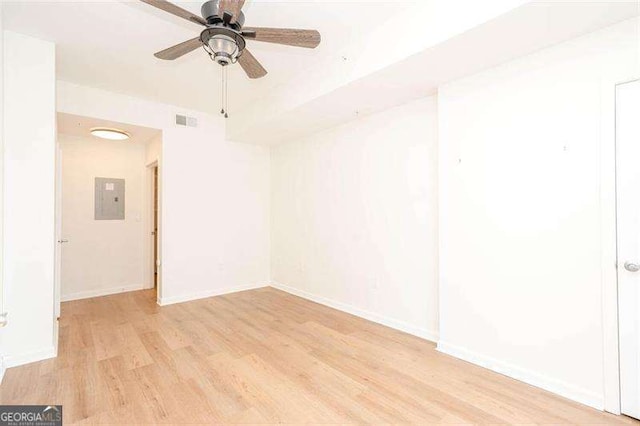 3040 Peachtree Rd NW Unit 815, Atlanta, GA 30305 - spare room featuring light wood-style flooring, a ceiling fan, baseboards, and electric panel