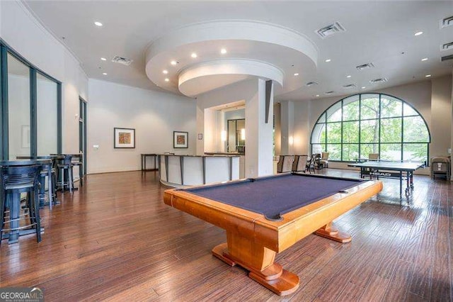 3040 Peachtree Rd NW Unit 815, Atlanta, GA 30305 - rec room with wood finished floors, recessed lighting, and billiards table
