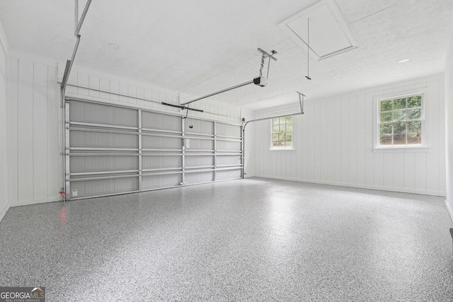 garage with a garage door opener