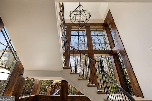 interior space with a chandelier