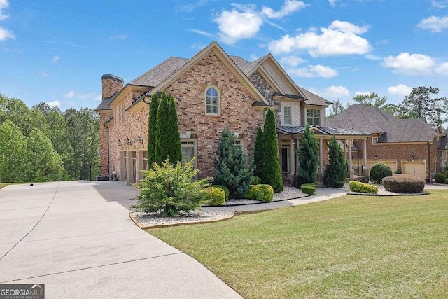 2932 Springbluff Ln, Buford, GA 30519 - view of front facade with brick siding, a porch, and a front lawn