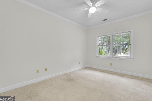 45 Herons Nest, Savannah, GA 31410 - spare room with visible vents, ceiling fan, crown molding, and baseboards