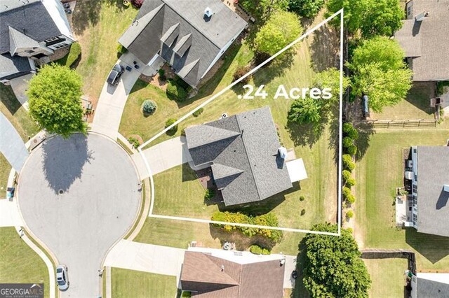 2602 Midler Ct, Buford, GA 30519 - aerial perspective of suburban area featuring property parcel outlined