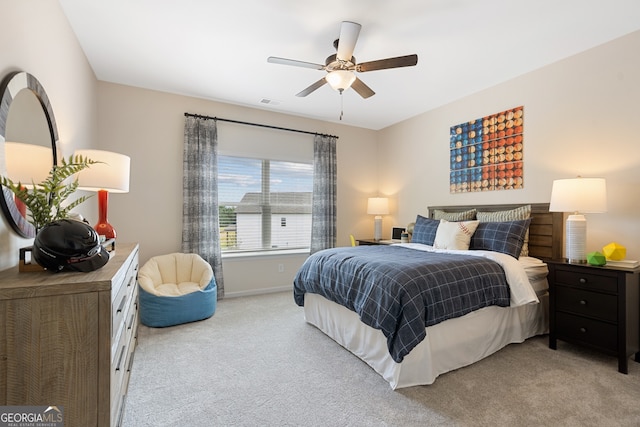 1027 Victoria Heights Dr, Dallas, GA 30132 - bedroom featuring light colored carpet and a ceiling fan