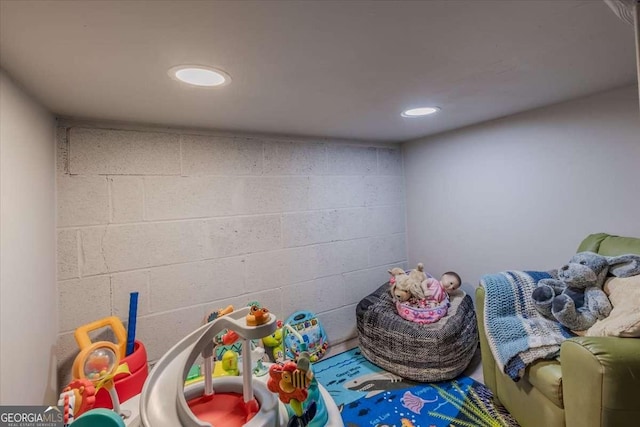 20 Mitchell Cir SE, Rome, GA 30161 - game room with concrete block wall and recessed lighting