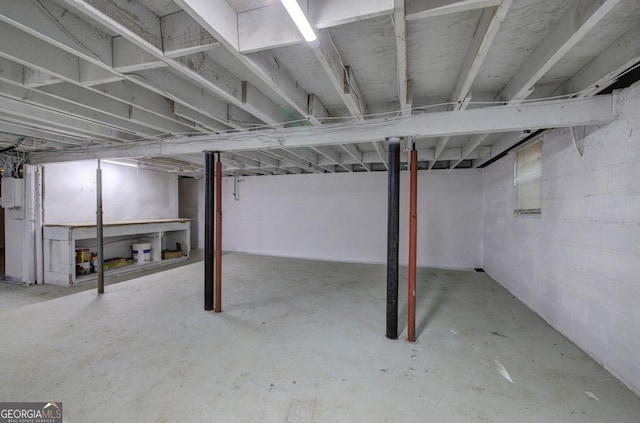 view of unfinished basement