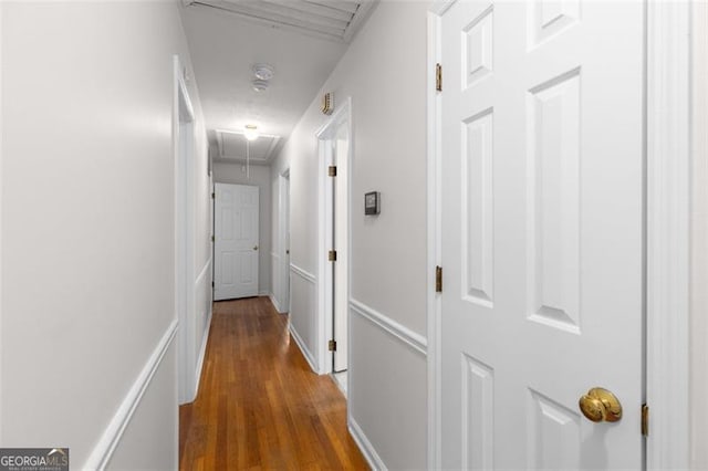 2558 Landeau Cir, Tucker, GA 30084 - hallway with attic access and wood finished floors