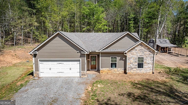 241 Simmons Dr Unit 6B, Ellijay, GA 30536 - view of front of property with driveway, a garage, a shingled roof, and stone siding