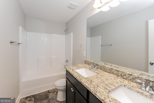 89 Citadel Dr, Hampton, GA 30228 - bathroom with toilet, shower / bathtub combination, double vanity, and a sink