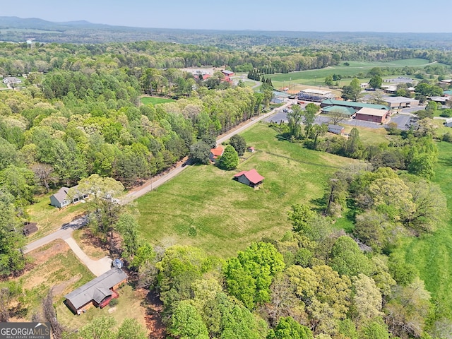 birds eye view of property with a view of trees