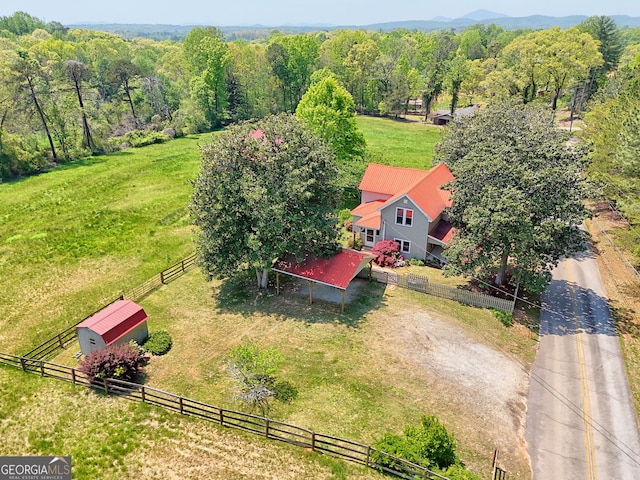 bird's eye view with a rural view
