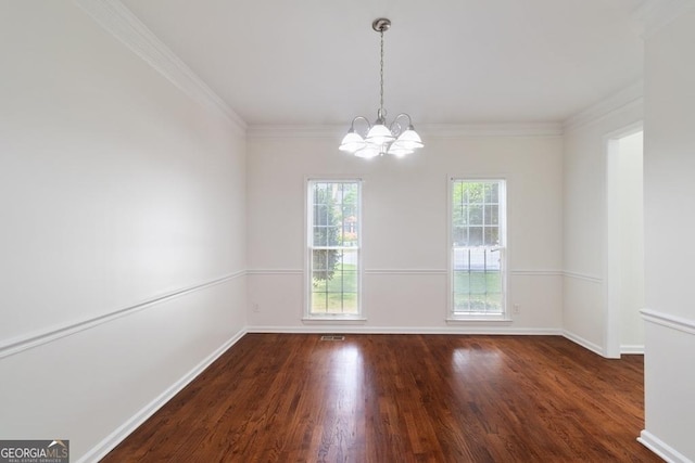 1720 Greystone Trce SE, Conyers, GA 30013 - unfurnished dining area featuring a chandelier, wood finished floors, ornamental molding, and baseboards