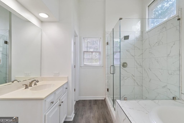 1720 Greystone Trce SE, Conyers, GA 30013 - full bathroom with plenty of natural light, a stall shower, vanity, and baseboards
