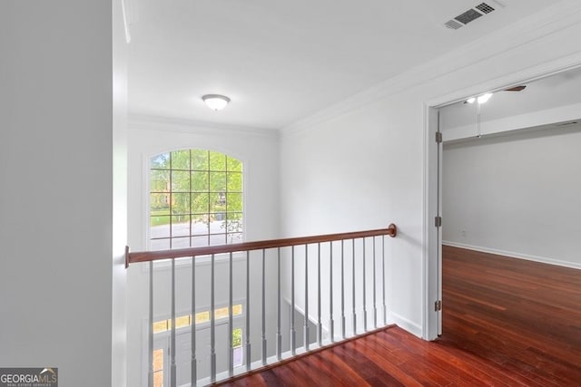 1720 Greystone Trce SE, Conyers, GA 30013 - hall featuring wood-type flooring, ornamental molding, and baseboards