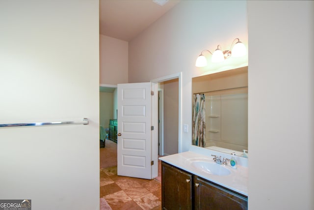 6816 Diamond Dr, Rex, GA 30273 - bathroom with curtained shower and vanity