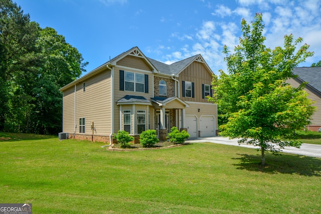6816 Diamond Dr, Rex, GA 30273 - craftsman-style home with concrete driveway, a garage, a front yard, and board and batten siding