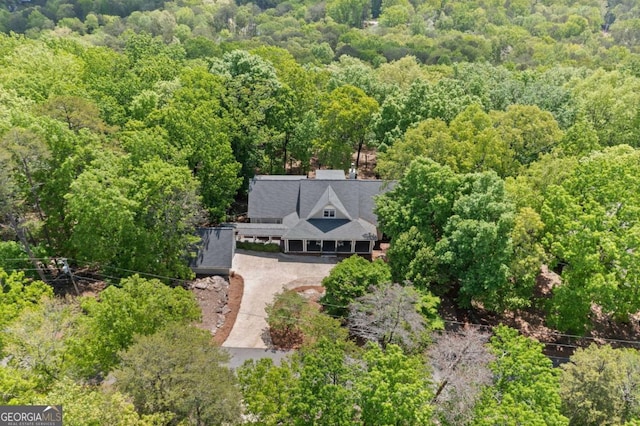 aerial view with a forest view