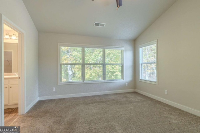 392 Dublin Way, Dallas, GA 30132 - unfurnished room with lofted ceiling, ceiling fan, carpet flooring, and baseboards