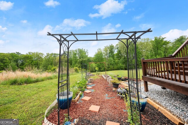 view of yard featuring a deck