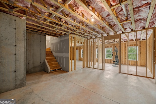 below grade area featuring stairway