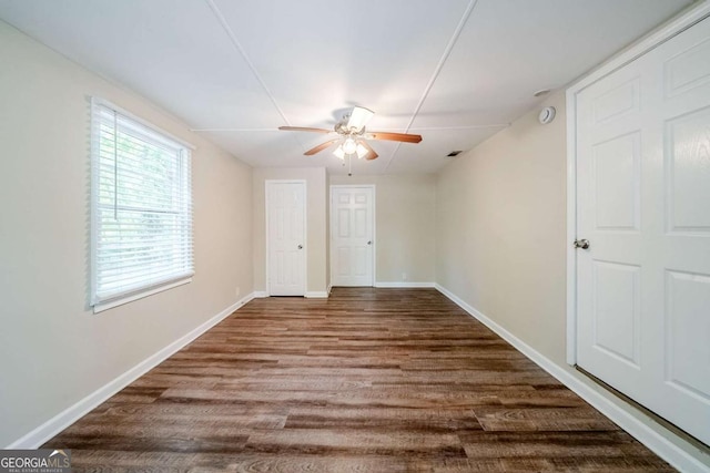 4442 Mercer Rd, Decatur, GA 30035 - unfurnished room with wood finished floors, a ceiling fan, visible vents, and baseboards