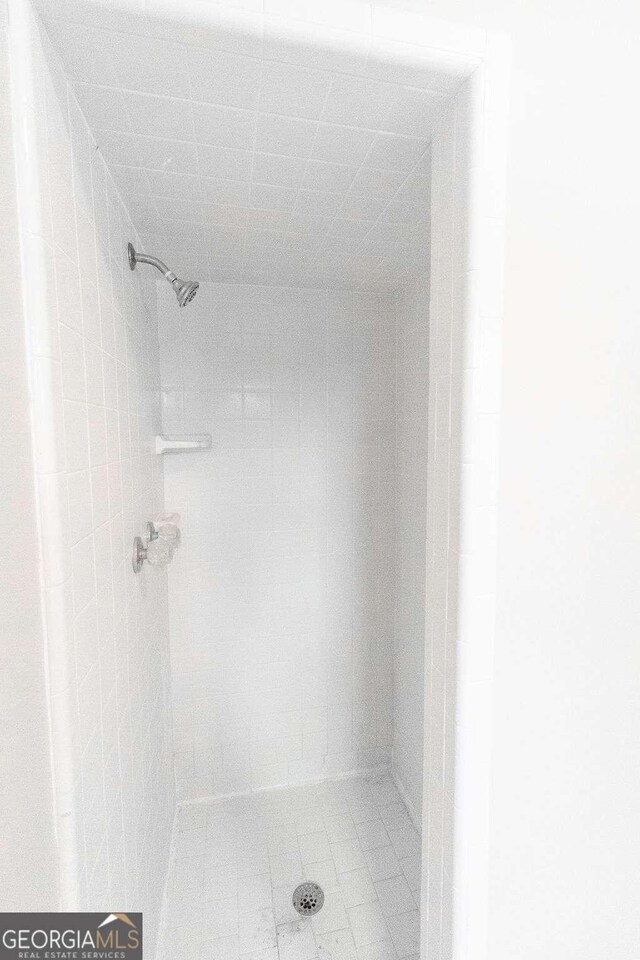 bathroom with a shower stall