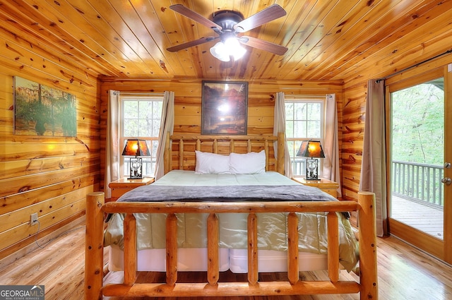 455 Old Cherokee Rd, Cleveland, GA 30528 - bedroom featuring wooden ceiling, light wood-type flooring, and multiple windows