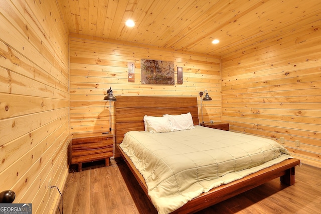 455 Old Cherokee Rd, Cleveland, GA 30528 - bedroom with wooden walls, wood finished floors, and wood ceiling