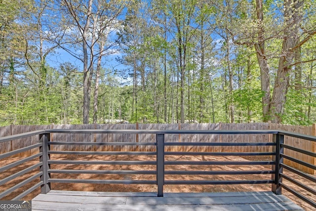 deck with a fenced backyard